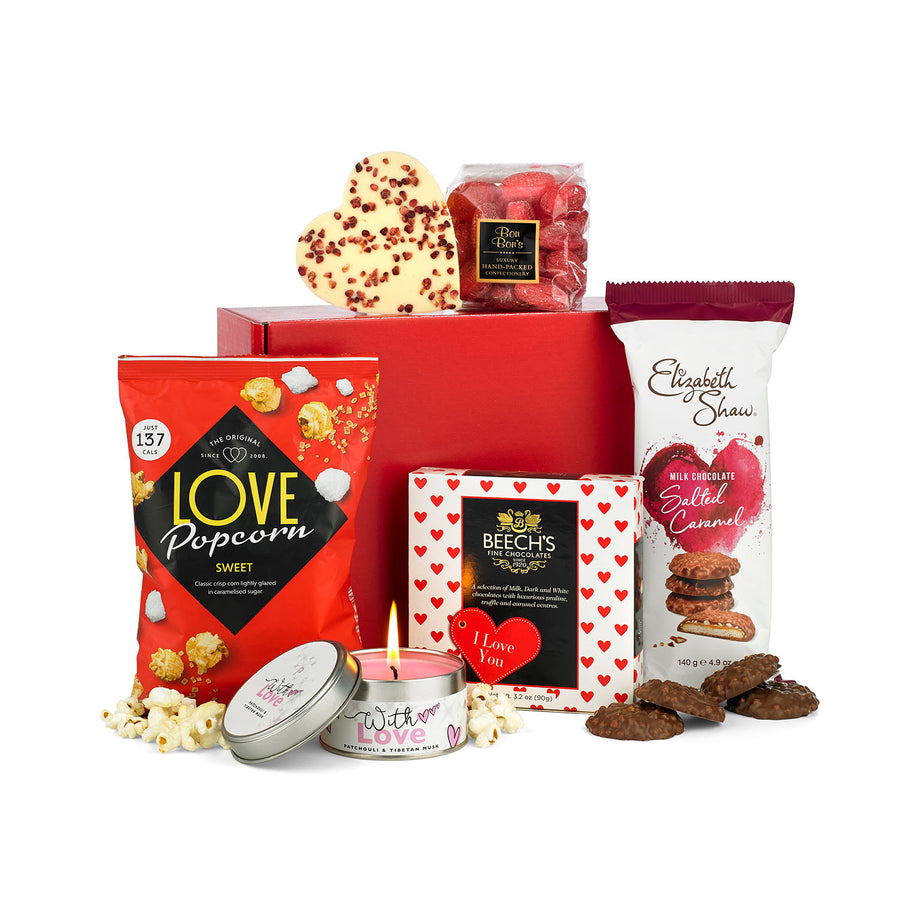 H23203 Valentines Day Hamper Gift Box With Chocolates & Sweet Treats